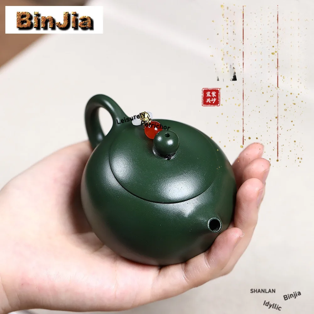 

110 мл Элегантные фиолетовые глиняные чайники Исин ручной работы Маленький горшок Xi Shi Сырой руд Зеленая грязь Чайник Китайский чайный сервиз Zisha Украшения Подарок