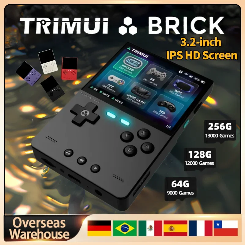 

TRIMUI BRICK Handheld Game Console Portable Open-Source Video Game Player 3.2-inch IPS HD Screen Back Top Atmosphere Light Gifts