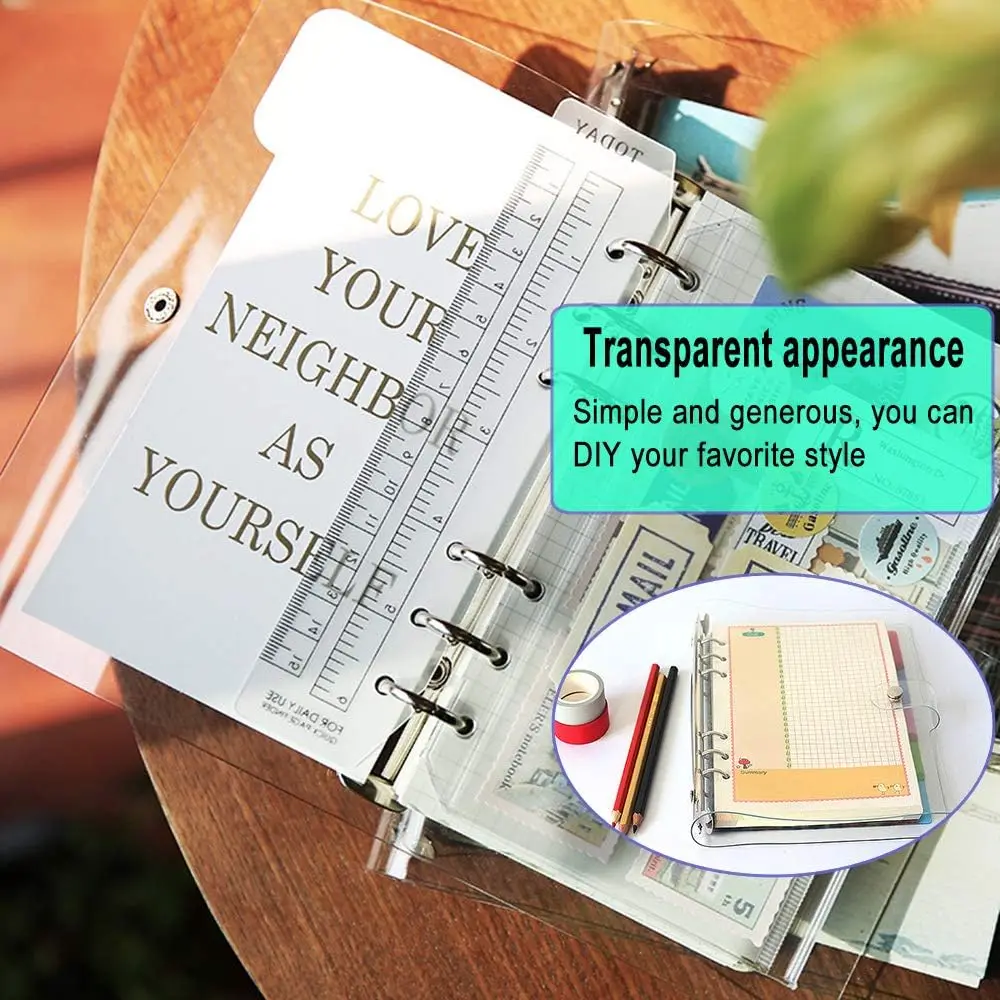 A6  dazzlin Soft PVC Notebook Binder, Refillable Paper PVC Binder, Clear Soft PVC Notebook Cover, Loose Leaf Personal Planner