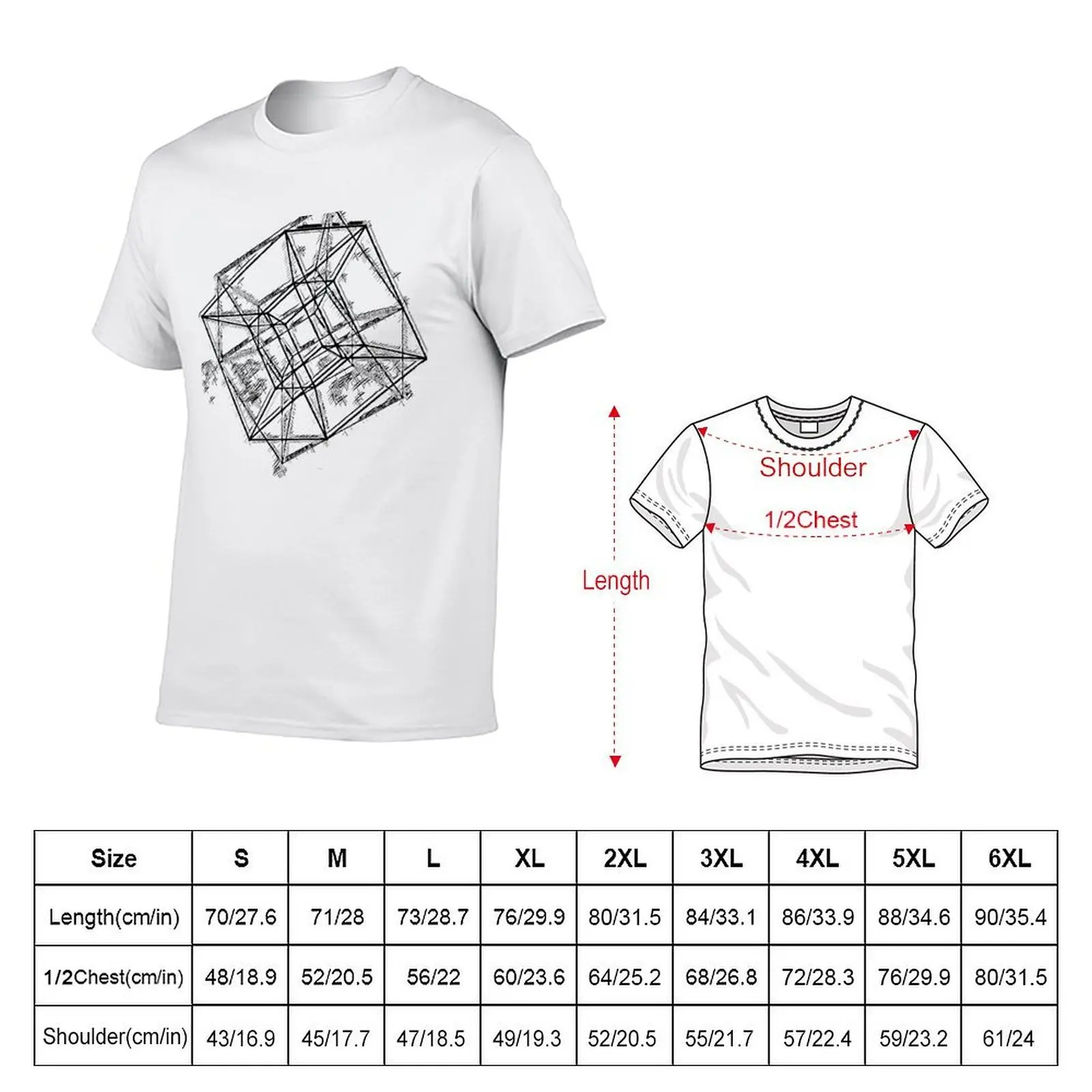 Tesseract (black ink) T-Shirt anime t shirts oversize t shirts for man cotton soft T-Shirt