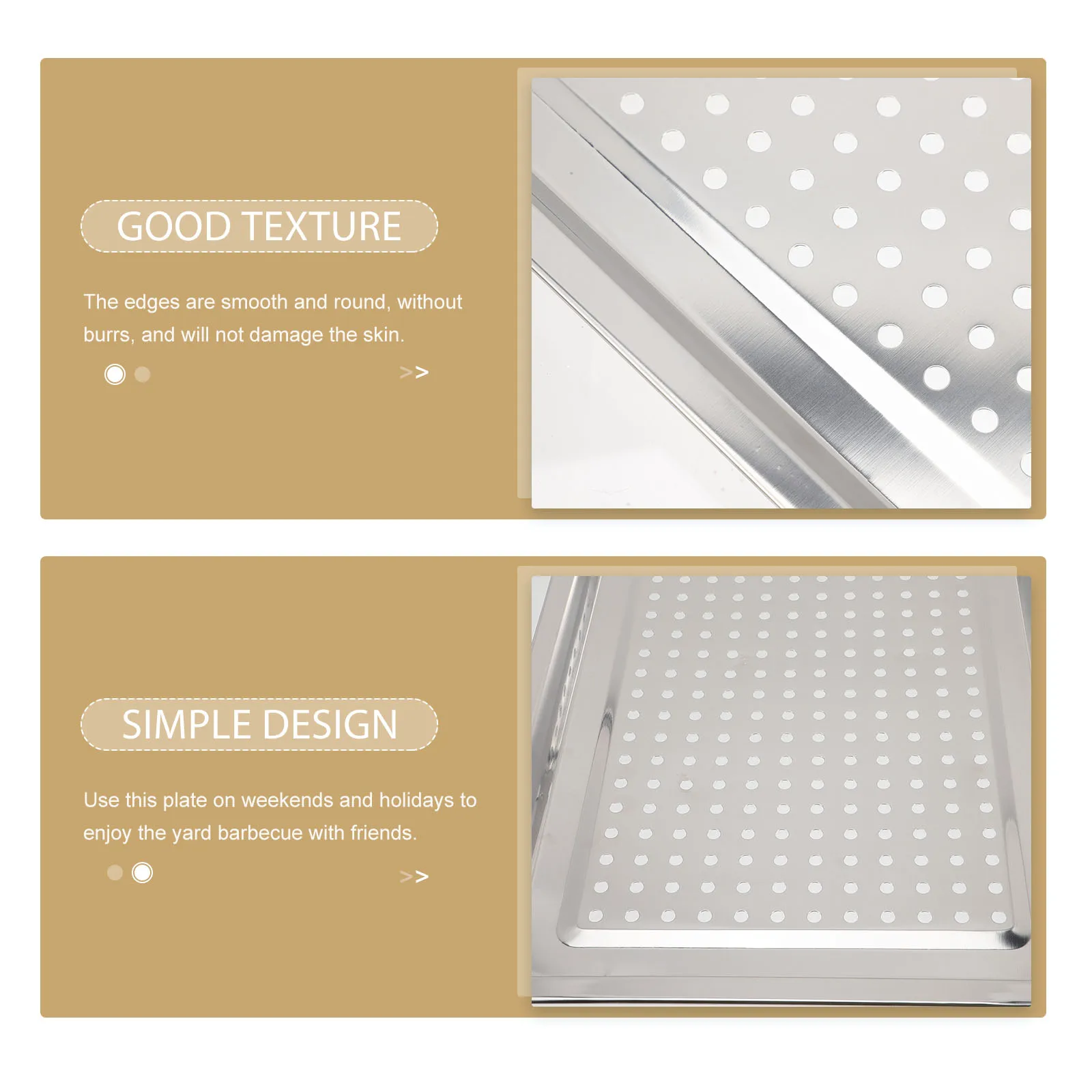 

Stainless Steel Draining Pan Multi-Function Barbecue Grill Plate Portable Outdoor Cooking Tray For Meat Fish Grilling Campfire