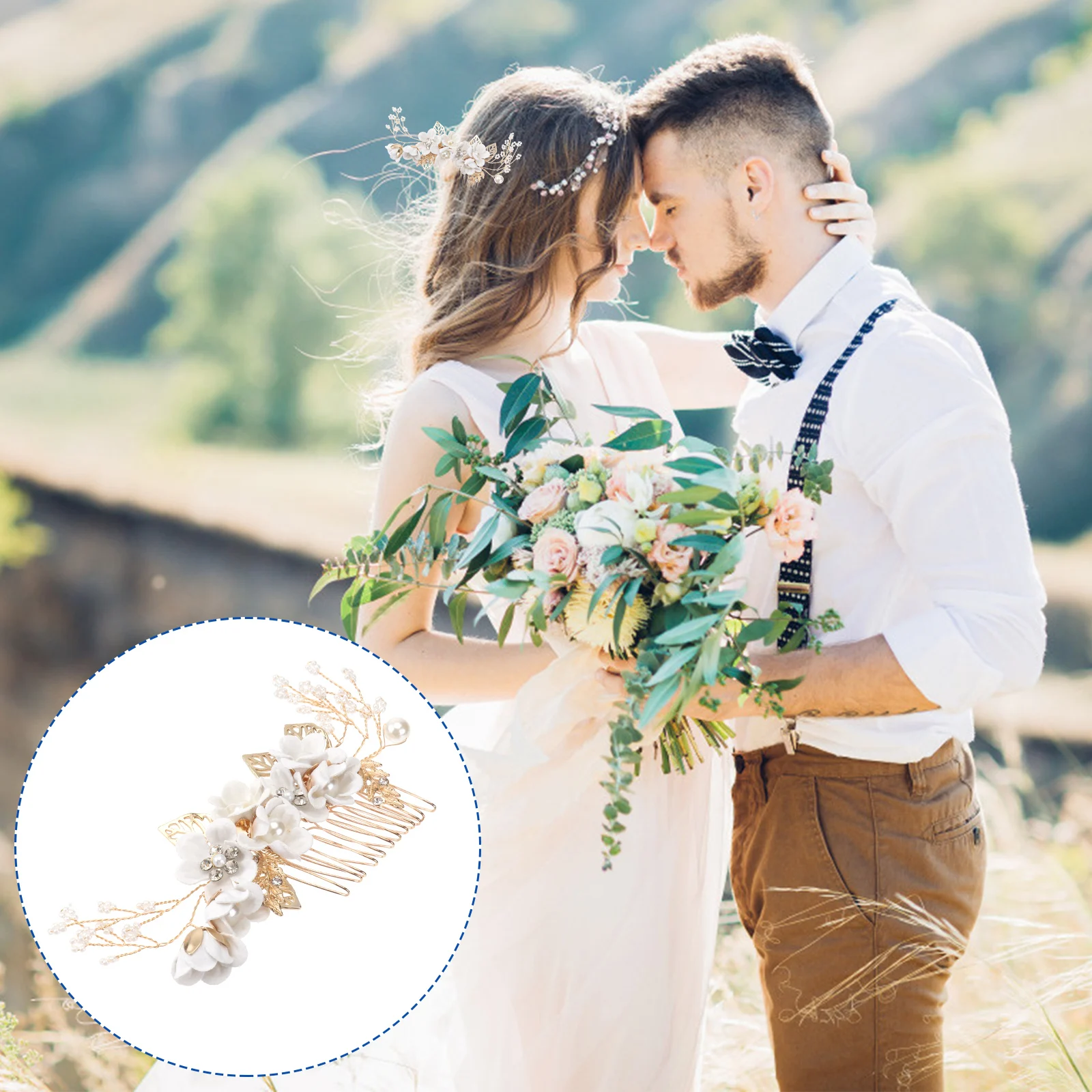 

Wedding Bridal Crystal Alloy Hair Comb White Hairpiece for Bride Bridesmaid Flower Girl Party Hair Accessories