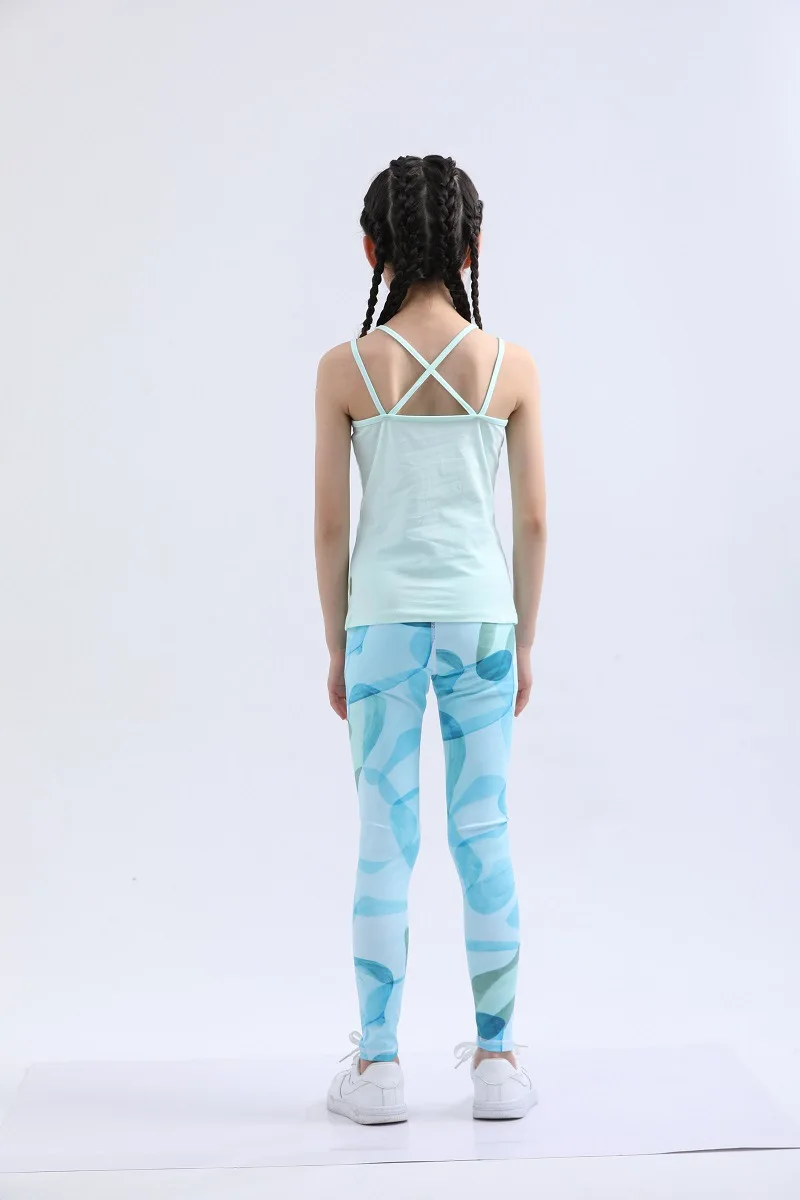 Parent child mother girl children's yoga suit, beautiful back, comfortable sportswear, fitness printed pants