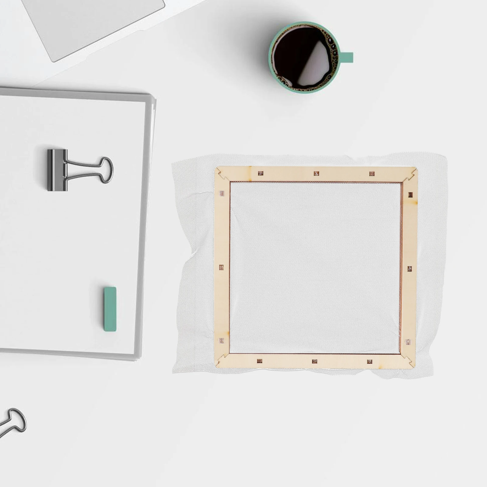 

Paper Making Screen Wooden DIY Frame Mesh Screen Handicraft Tool Easy Use Paper Making Loop Educational Set Mesh Frame