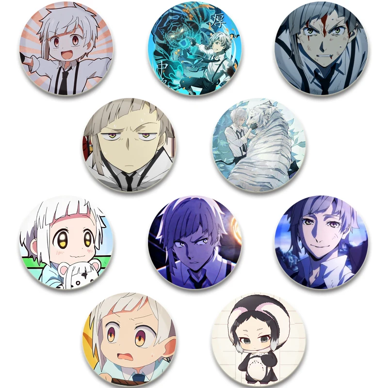 

Anime Character Nakajima Atsushi Cute Cartoon Badge Handmade Tinplate Brooches Round Display Brooches Jewelry Gift Accessory