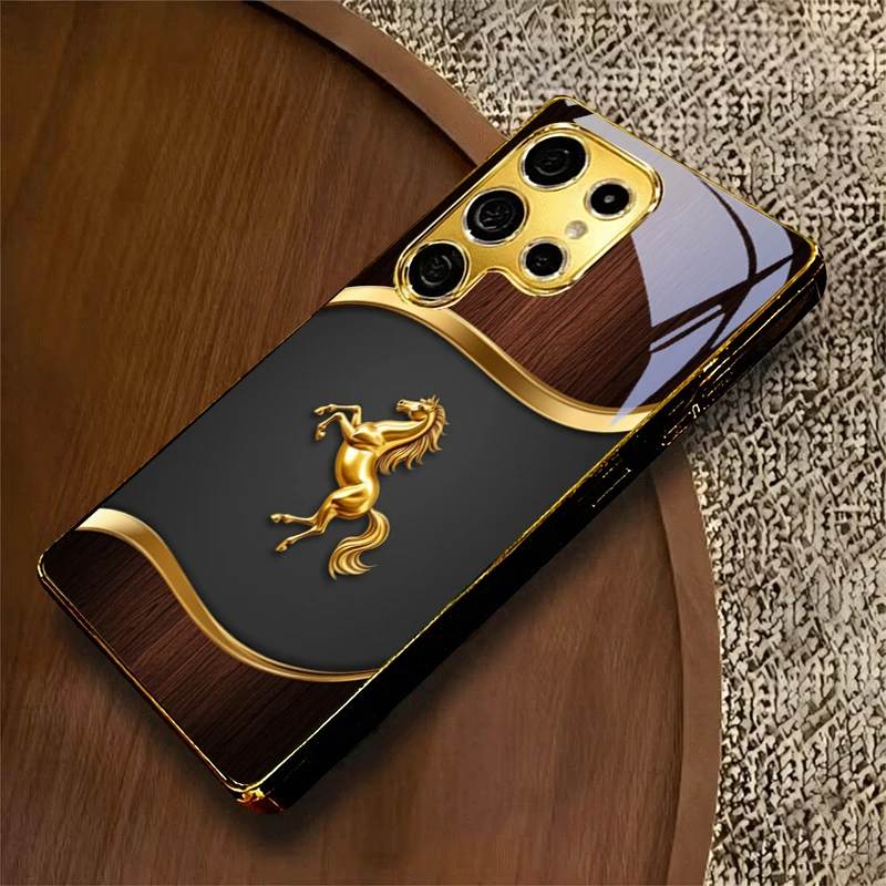 Noble Gilded Equine Electroplated Golden Phone Case For Samsung A23 A33 A53 A73 A14 A34 A54 A15 A35 A55 A06 A16 A36 Back Cover
