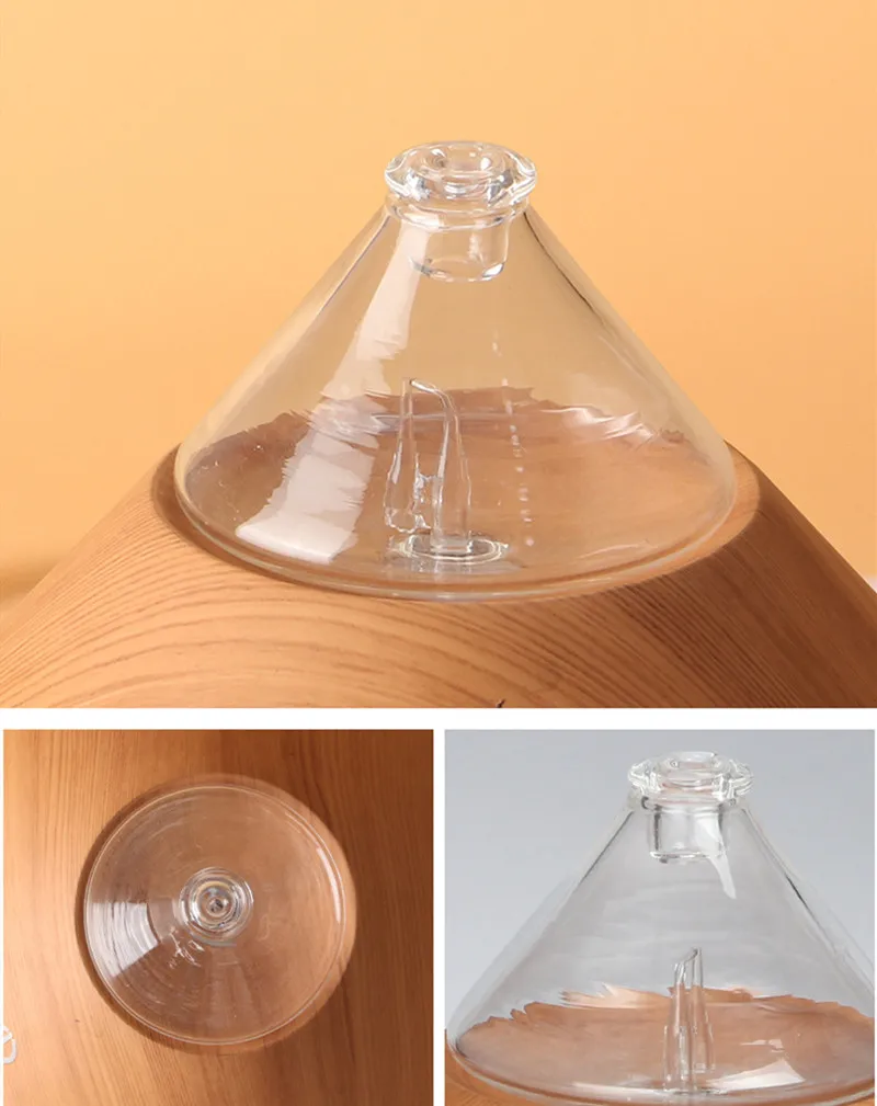 ウォーターフリーのエッセンシャルオイルディフューザー,USB充電器,ガラスマアロマテラピーのディフューザー,カラフルなLEDライト,家庭,オフィス用