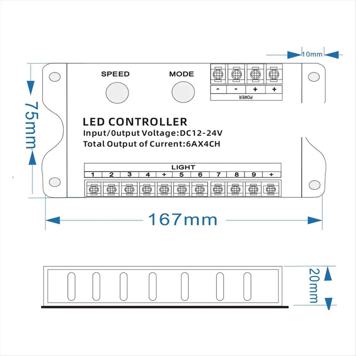 (DT37) 12V 24V DC 4CH 9 Channels Separate Led Strip Tape Controller Jump Water Burst Flash Horse Sign Luminous Word Switch B