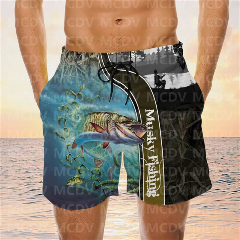 Swordfish Fishing Fishing Board Shorts Men\'s Swimwear Shorts