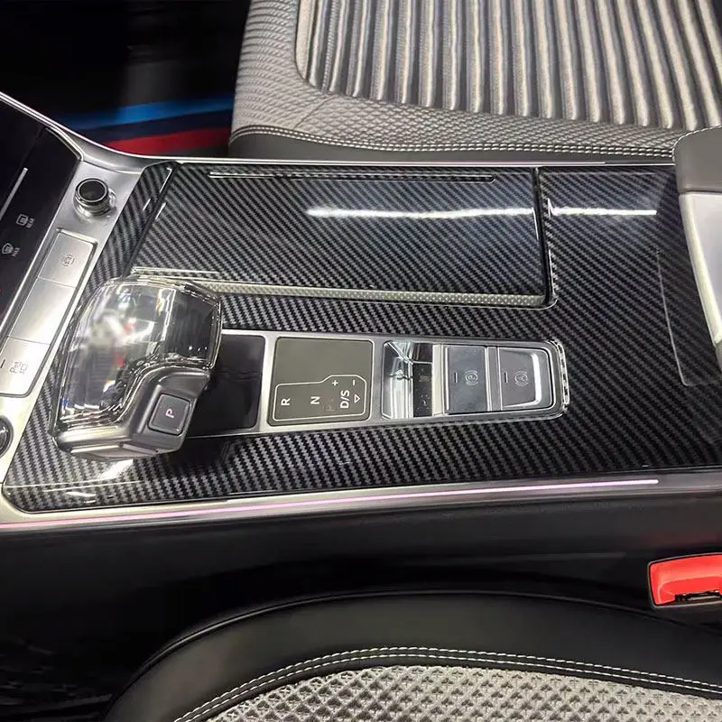 

ABS салон автомобиля из углеродного волокна, центральная рамка переключения передач, крышка для Audi A6 C8 2019 2020 2021 2022, аксессуары с левым рулем