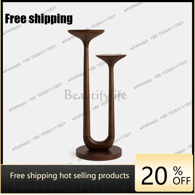 YJ U Shape Solid Wood Flower Stand Chinese Multi-layer Plant Rack Balcony Living Floor Furnishing