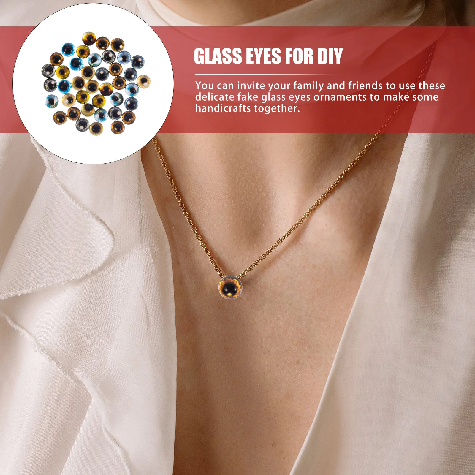 

40Pcs Cat Eye Crystal DIY Glass Eyeballs Simulated Eye Balls for Craft Making Handmade Accessories Polymer Clay Halloween