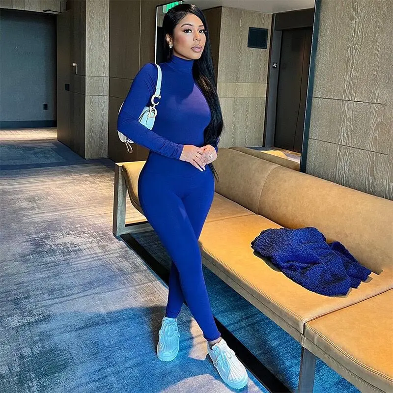 Women's Clothing Tight Turtleneck Long-sleeved Top Two-piece Trousers Street Casual Suit Plus Size 9XL 8XL 7XL 6XL XXXXXL