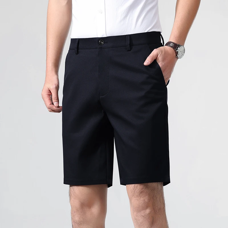 

Luxury Ice Silk Five-point Shorts for Men's Thin Breathable Business Casual Pants 2026 Summer 5-point Pants Straight Suit Shorts