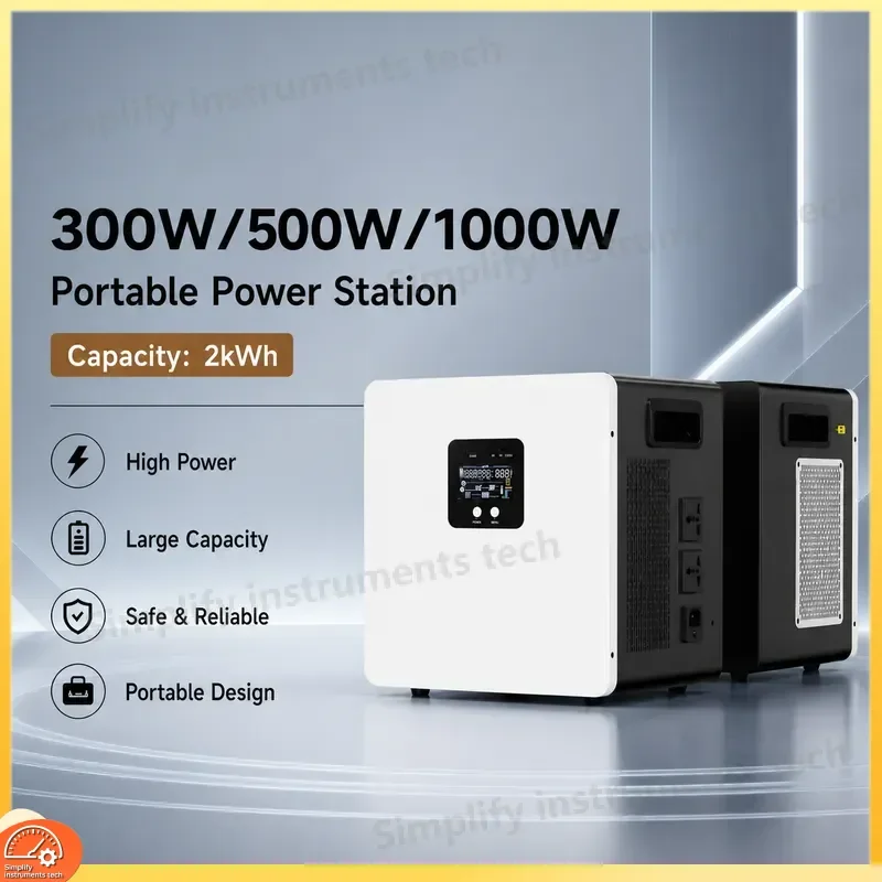 1000W Portable Power Station 2kWh LiFePO4 Battery Solar Generator with Inverter BMS for Outdoor Camping RV Emergency Backup