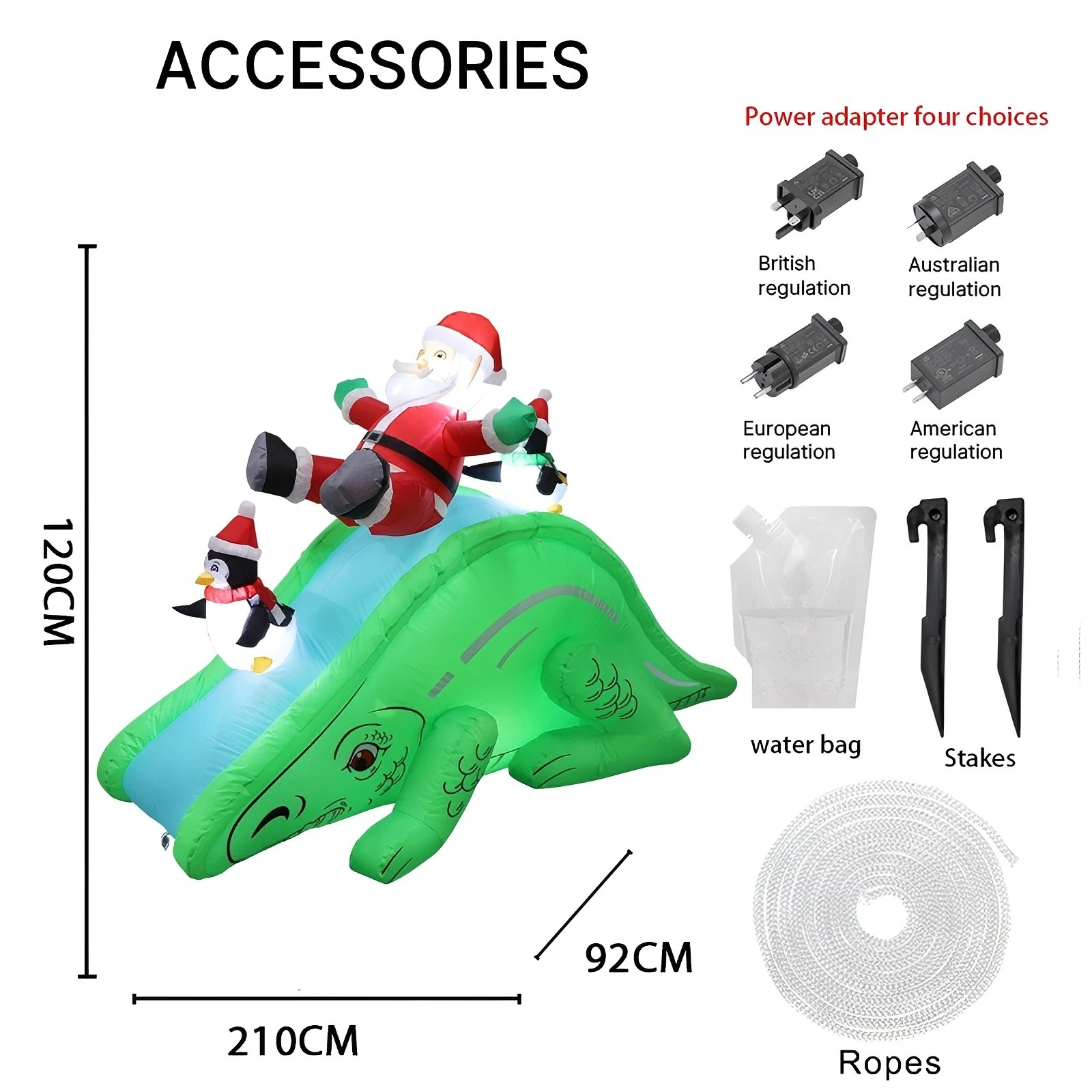 6.89FT Inflatable Santa Claus Penguins Dinosaur Slide Toy LED Lit Xmas Yard Decor Supplies Christmas Home Ornament Festive Gift