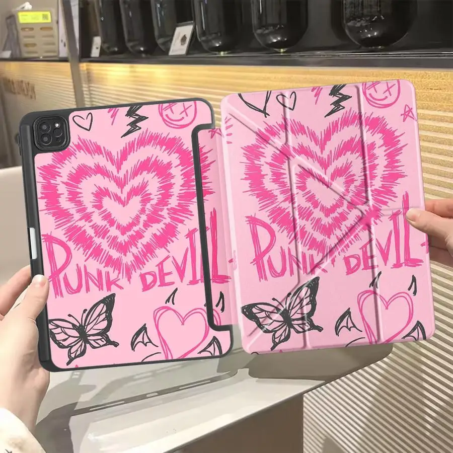 

Punk Heart Butterfly Tablet Case For iPad Pro 2025 Mini 6 7 Air 4 5 M3 M2 1 2 M4 11inch Pro 11th 10th 9th 8th 7th 12.9inch