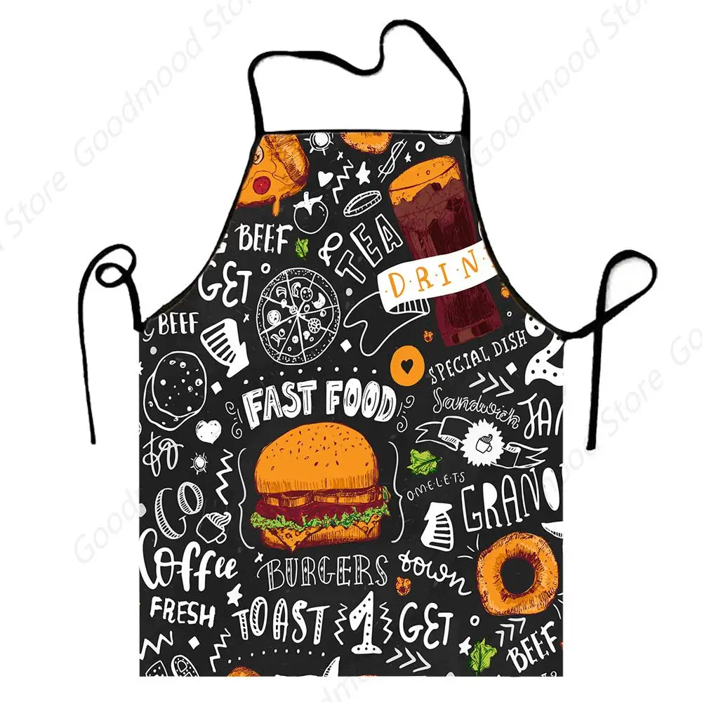 1pc Fashionable Super Hamburger Pattern Apron Waterproof For Kitchen & Household Tasks Size