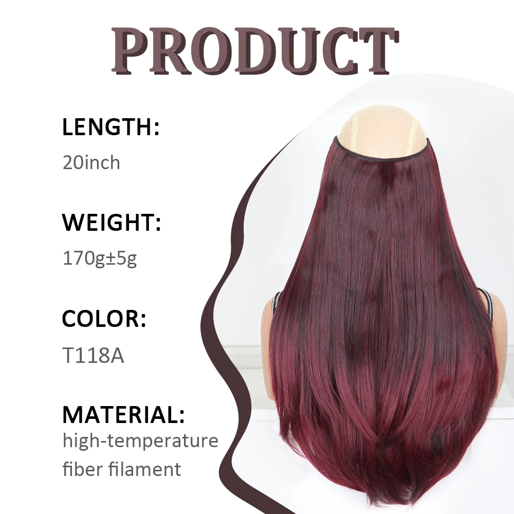 20Inch Synthetic Long Straight Layered Hair Extensions Clip In Hair Extensions High Temperature Fiber Hairpiece for Women Daily