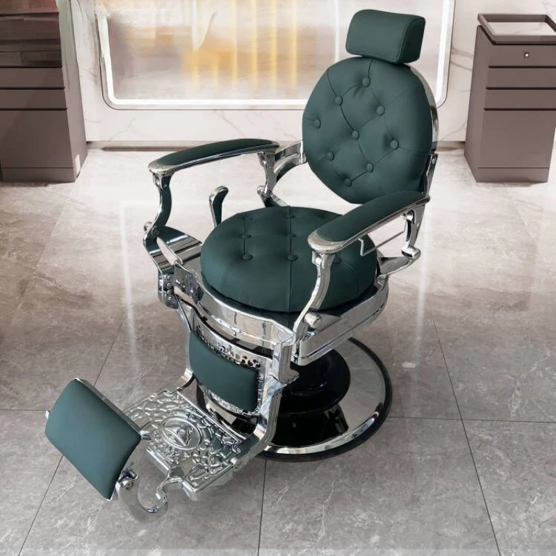 High-end retro men's oil head salon barber chair hair salon can be put down.