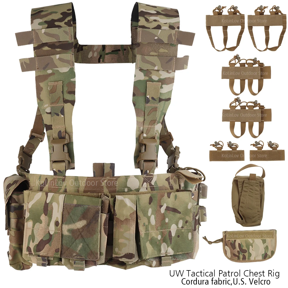 

UW Tactical Chest Rig Hunting Vest Patrol Bag With 8Pcs Internal Functional Extension Storage for Radio Magazine Pouch