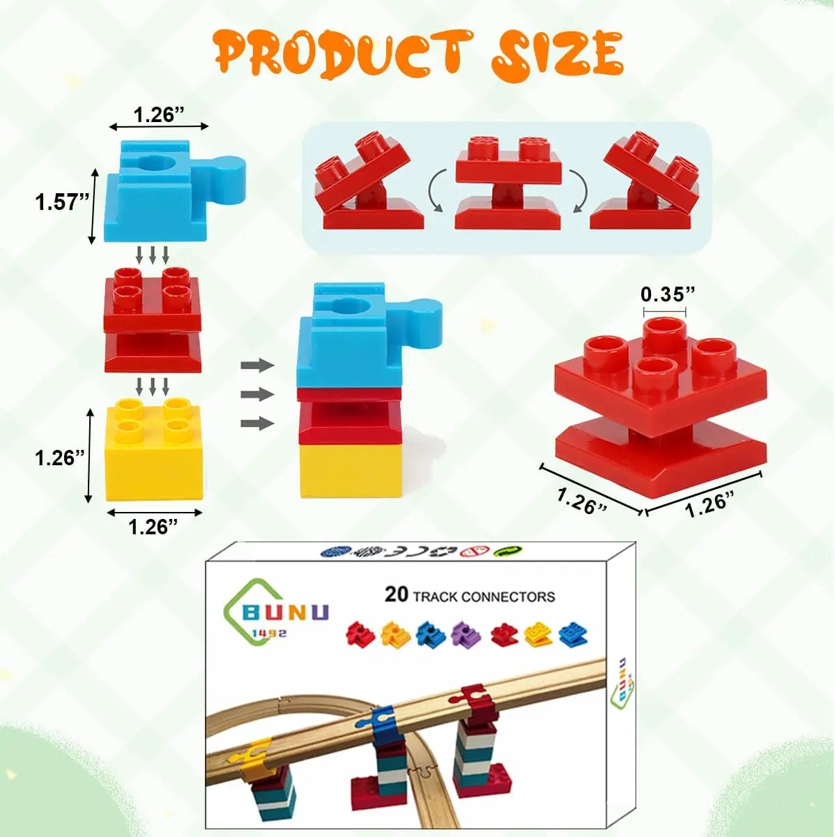 ملحقات مسار القطار الخشبي، 20 قطعة موصل مسار خشبي، متوافق مع جميع مسار القطار الخشبي من العلامات التجارية الكبرى، برت عيد الميلاد