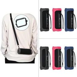 Silicone Travel Carrying Pouch with Carabiner Waterproof Speaker Protective Case Adjustable Strap Portable for JBL Flip 6/Flip 5