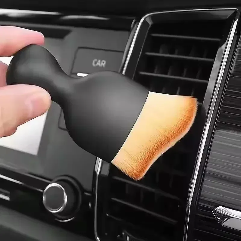 Car Interior Cleaning Brush Conditioner Air Outlet Soft Fur Clean Brushes with Shells Crevice Dust Removal Detailing Brush Tools