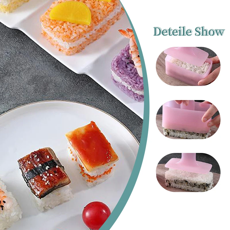 

1 комплект, DIY форма для суши, новый пресс для еды, антипригарный прямоугольный набор для суши, японские инструменты, кухонный набор рисовых шариков Bento Onigiri