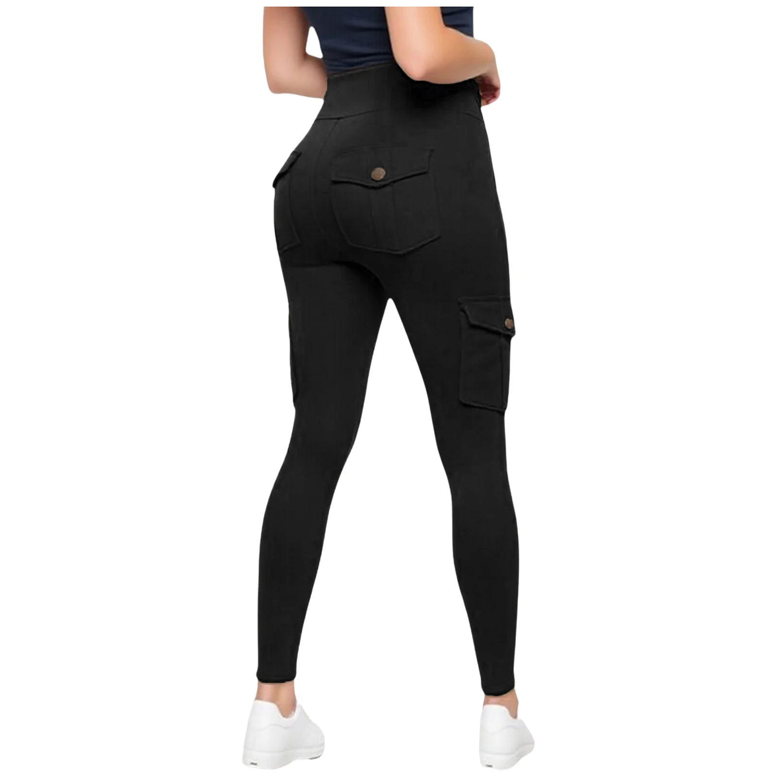 Pantaloni cargo da donna a vita alta Leggings per sollevamento bottino sportivo da yoga con tasche con patta per allenamento, palestra, fitness, corsa, pantaloni sportivi