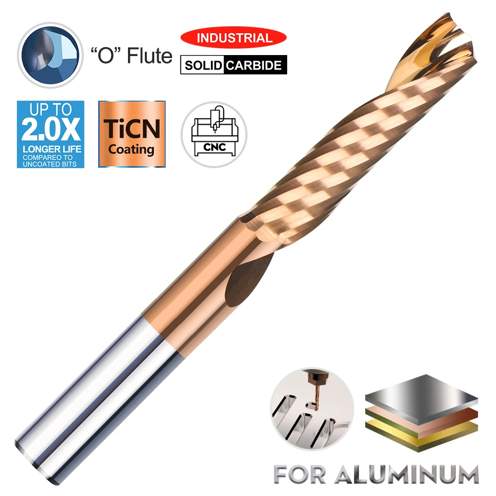 XCAN AAAAA 4 6 8mm Shank Single Flute End Mill CNC Spiral Router Bit Carbide Milling Cutter for Aluminum Copper Wood Acrylic ACM