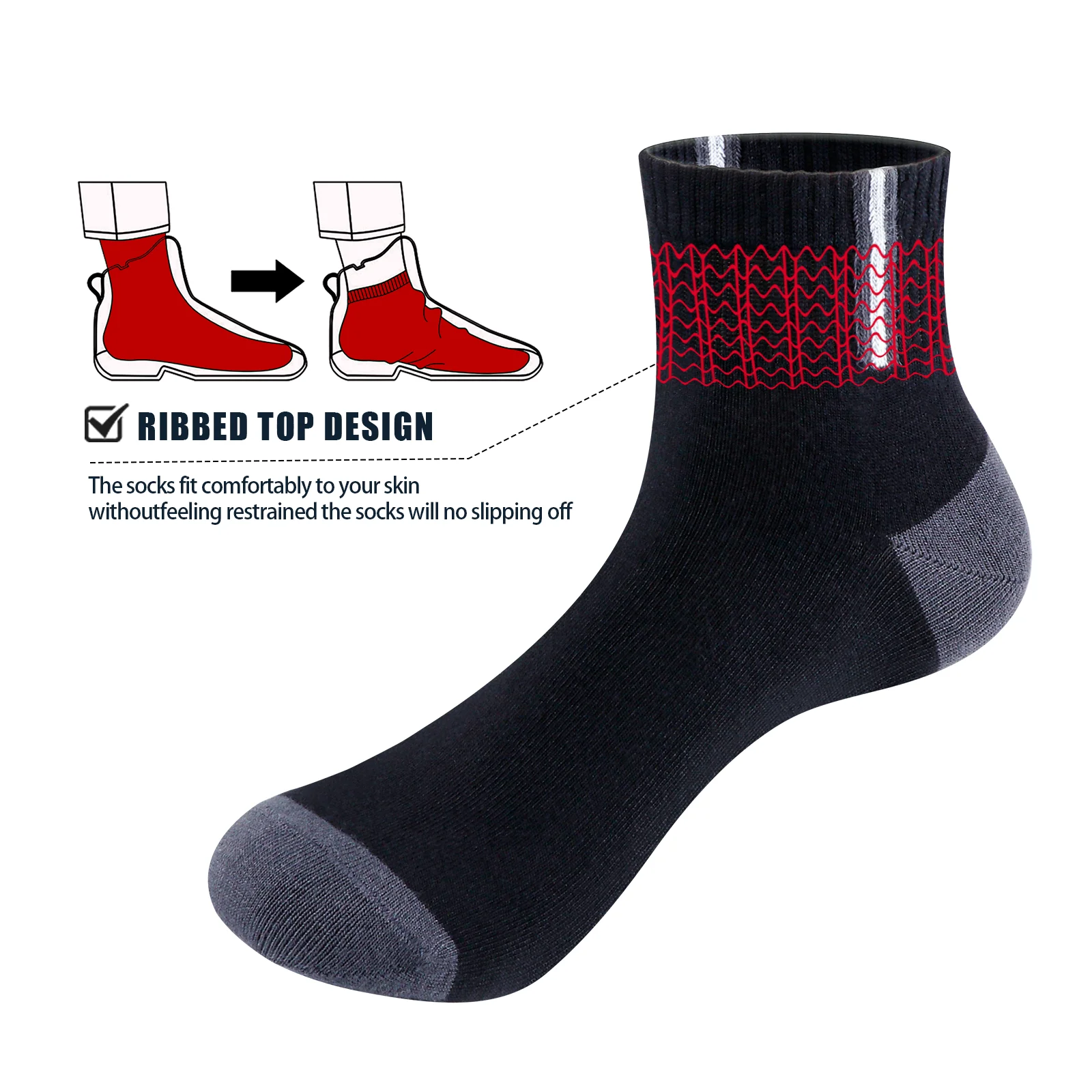 YUEDGE Quarter Bamboo Socks Breathable Low Cut Casual Short Ankle Socks for Unisex Size 37-41/41-44/44-46, 5 Pairs/Pack