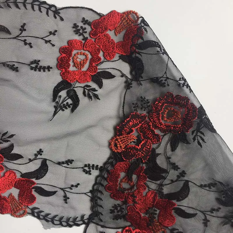 20Yds Black Mesh Embroidery Clothing Lace Fabric DIY Dress Cheongsam Pajamas Wrap Chest Skirt Underwear Sewing Decoration