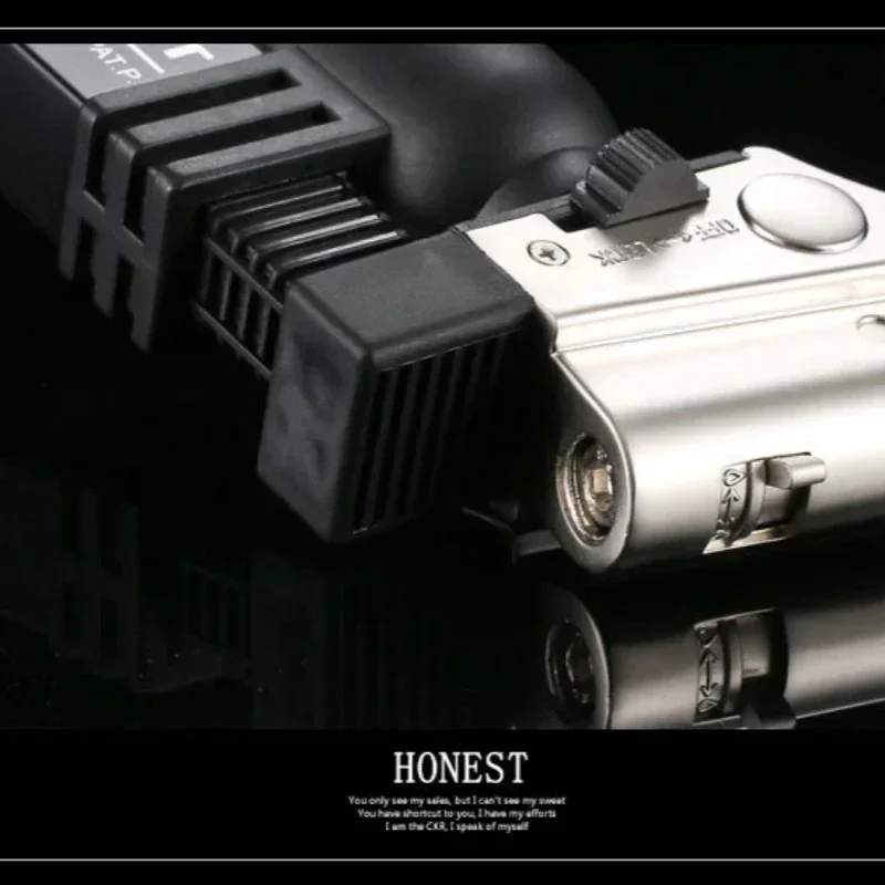 

HONEST креативный сварочный пистолет с двойным пламенем, газовая зажигалка, предохранительный замок, переключатель струйного огня, открытого огня, переключающий барбекю, кухонные зажигалки для сигар