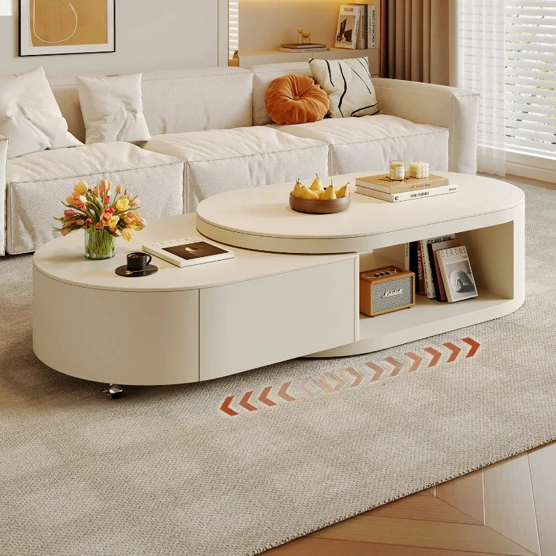 Retractable rock slab coffee table removable living room home light luxury high-end small apartment modern small table 2026 new