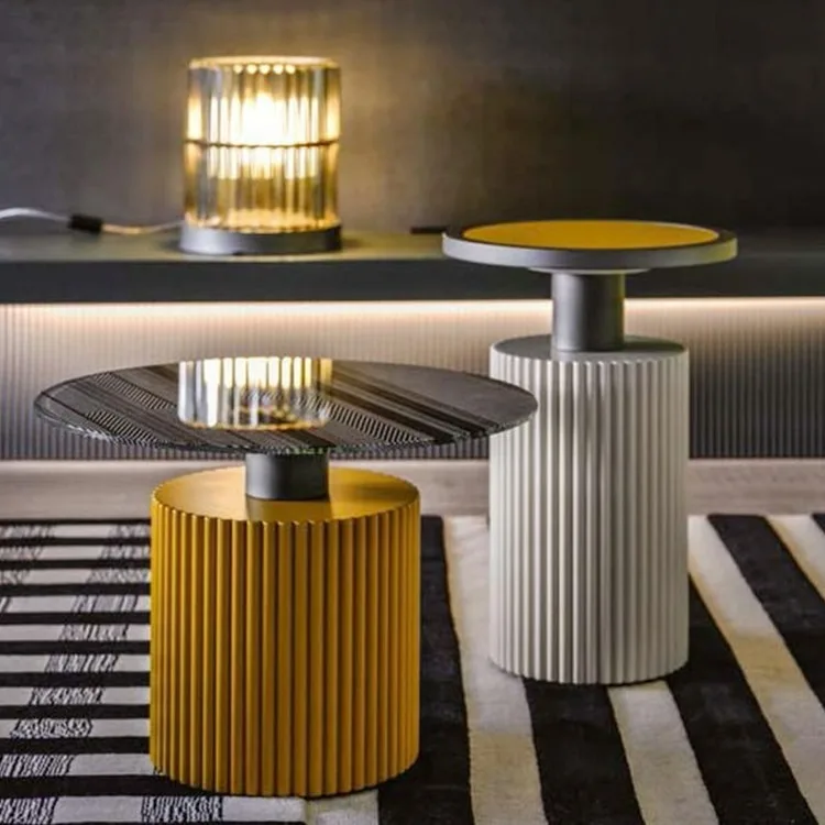 eg-Diamond Modern European 2Piece Coffee Table Set Stylish Minimalist  Top with Fluted Base  Perfect for Living Room Furniture@