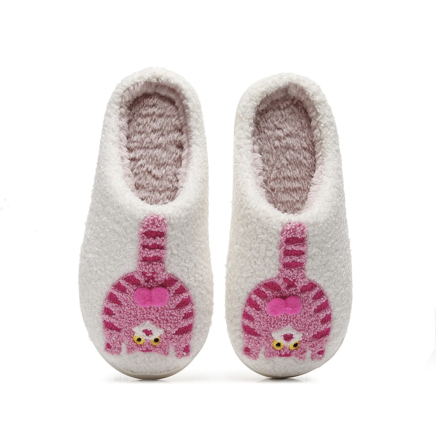 Funny Cat Soft Plush Slippers Anti Slip Warm Cat Butt House Shoes Fleece-Lined Slippers Winter Autumn Indoor Thermal Home Shoes
