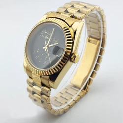 36/39mm Gold Men Watch nh35 Watch No Logo gold Text Sapphire Glass Stainless Steel nh35 Movement Waterproof