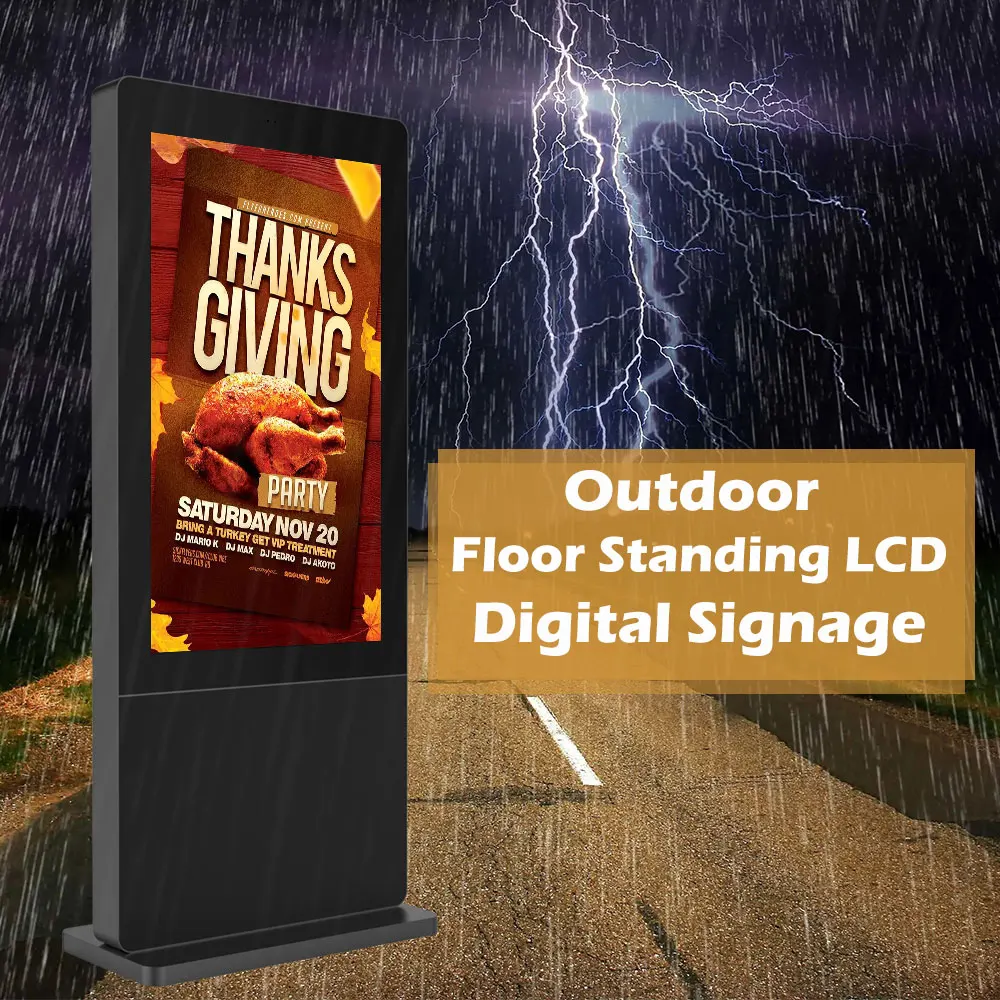 High Brightness Waterproof IP55 Digital Screen LCD Advertising Display Outdoor Floor Standing Touch Screen Digital Signage Kiosk