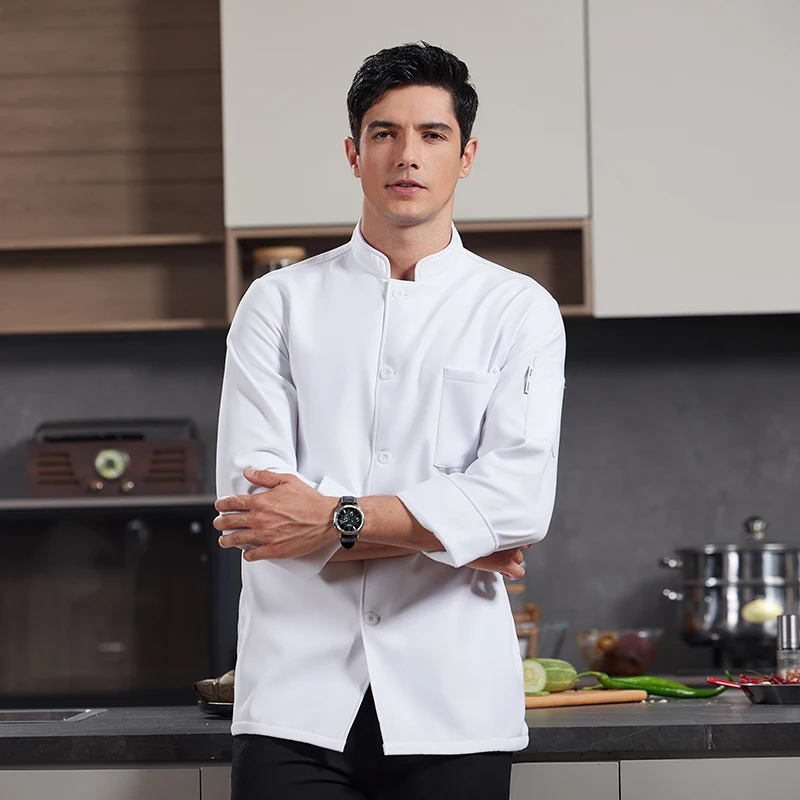 Long Sleeve Chef Coat Men Kitchen Clothes Jacket Western Restaurant Catering Waiter Chef Uniform Hotel Costume Bakery Cook Wear