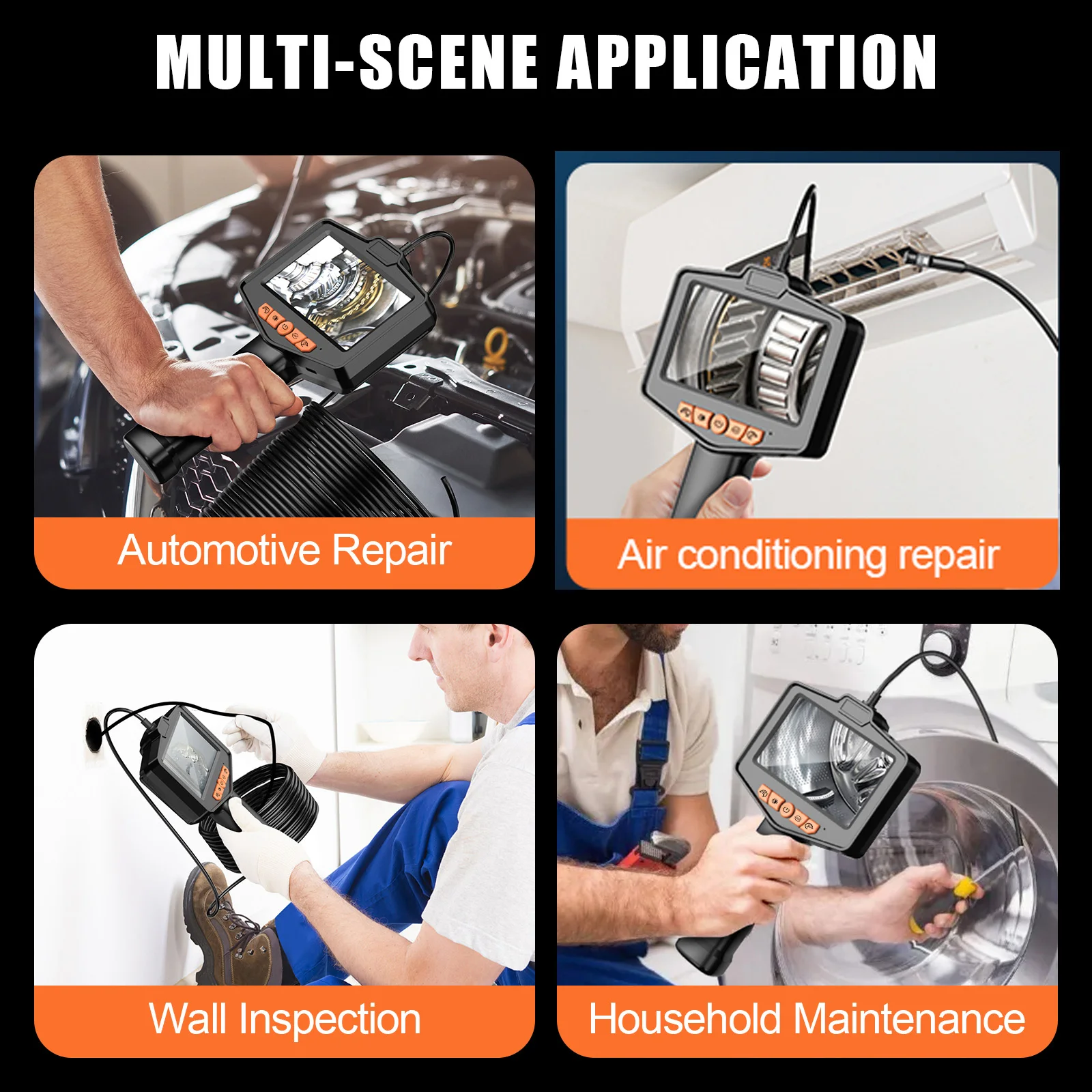 Sewer Camera 1080P HD Industrial Endoscope Borescope 4.3'' Screen 8mm Inspection Snake Camera for Pipe Engine Drain