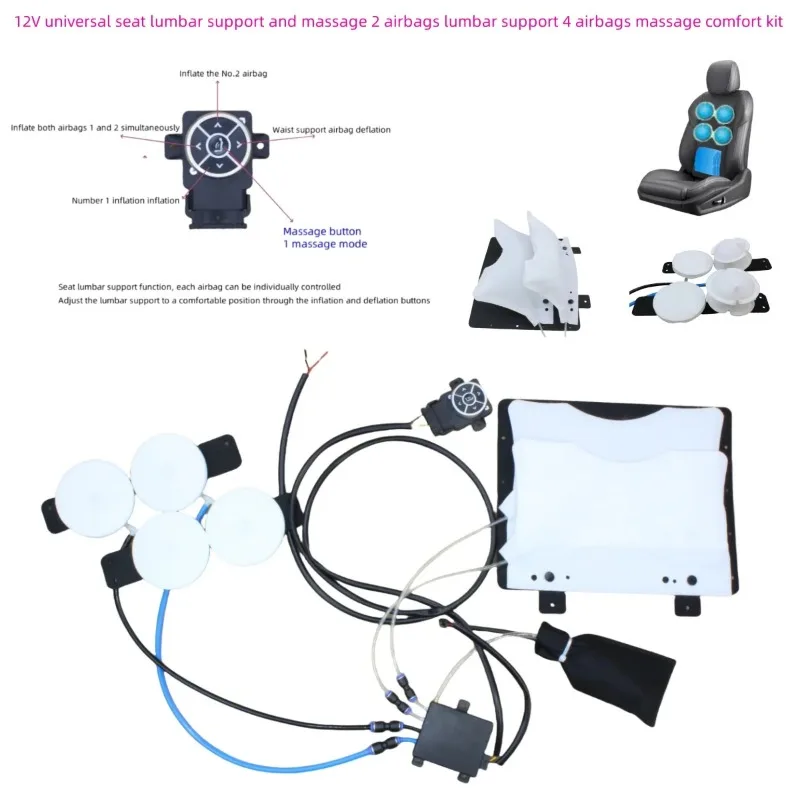 12 V Car Mats Interior Seat Cushion Comfort Back Lumbar Pillow Pneumatic Massage Support Products Accessories