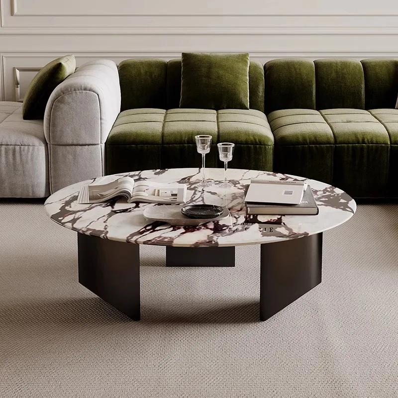 room coffee table natural marble luxury stone round coffee table size light luxury luxury high-end sense of home