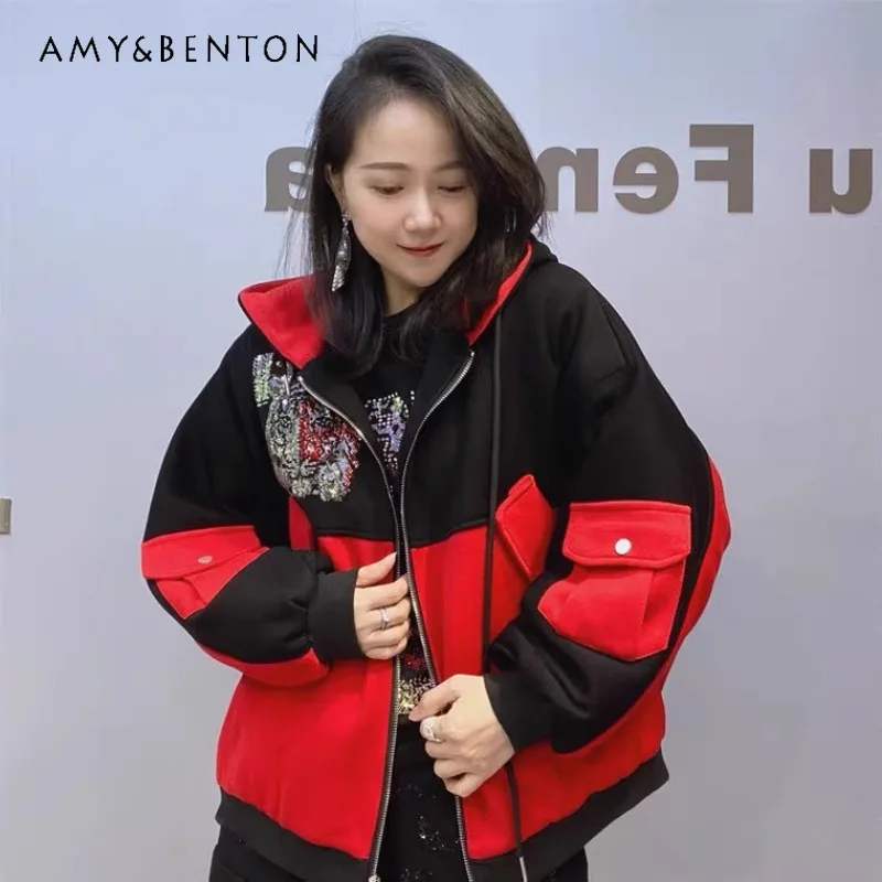 

Thick Quilted Coat Women's Clothes Heavy Industry Loose Oversize Mid-Length Slimming Cartoon Hooded Cotton-Padded Jacket Outwear