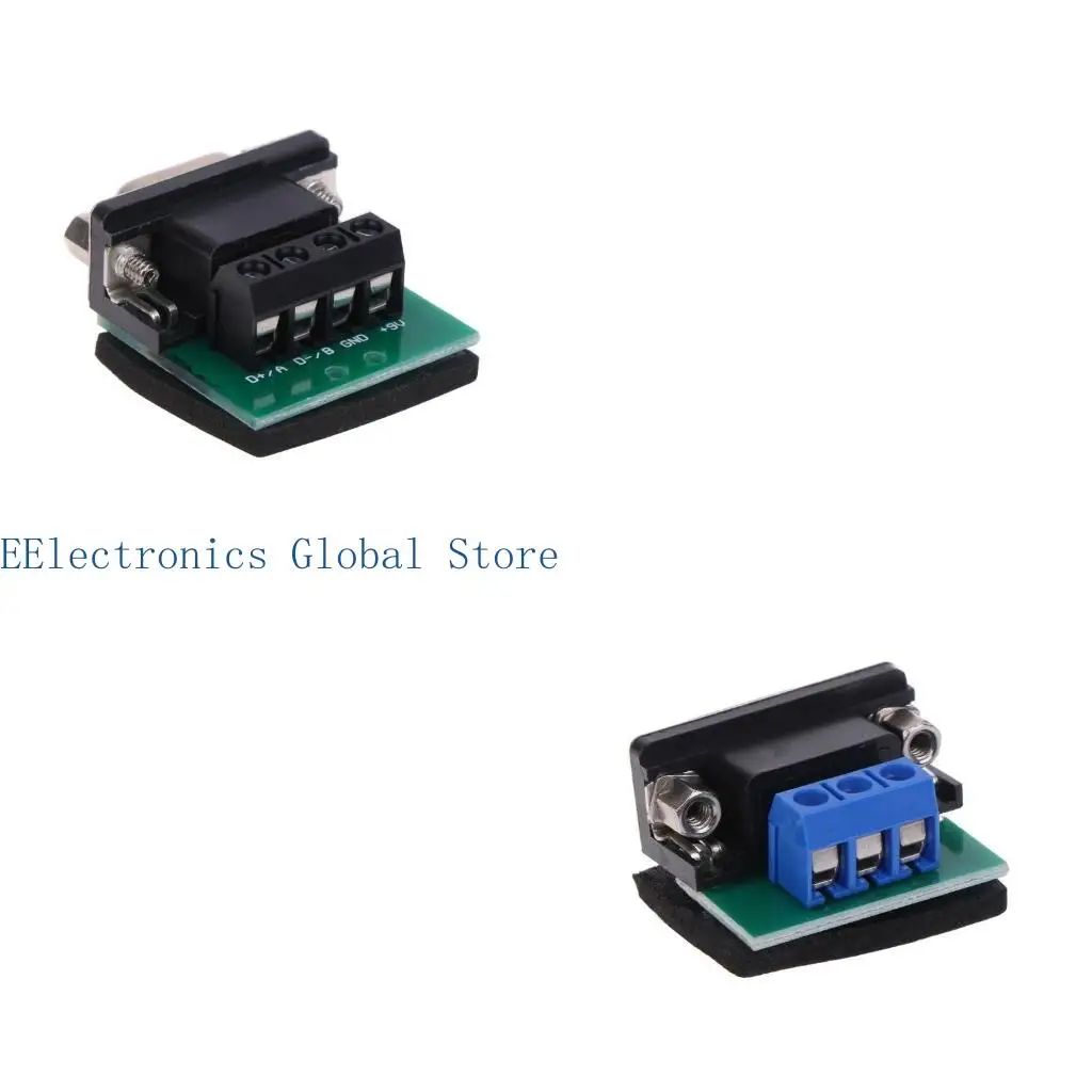 462B D-Sub 9pin Solderless Connectors DB9 RS232 Serial to Terminal Female Male Adapter Connector Board Black+Green
