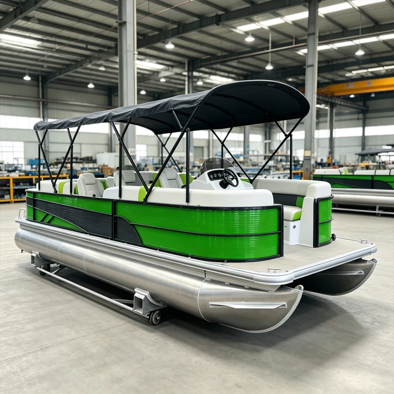 Waterproof EVA Deck Pontoon Boat With Upgraded Console And Stereo Speakers Customizable