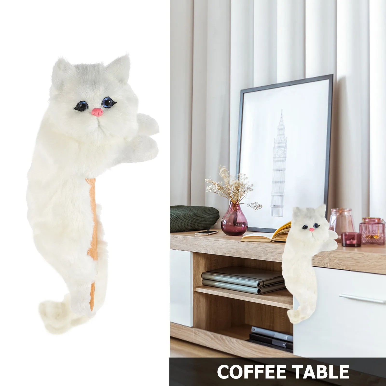 1Pcs Elegant Simulation Cat Decoration for Book Shelf Cabinet Desk Home Office Aesthetic Photo Prop Lifelike Animal Home Decor