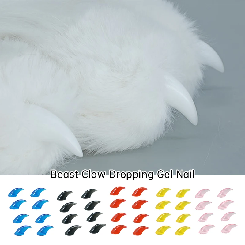 8Pcs Animal Claw Nails Handmade Dropping Glue Prop Epoxy Gel Claws For Furry Animal Claw Accessories DIY Cosplay Props Role Play