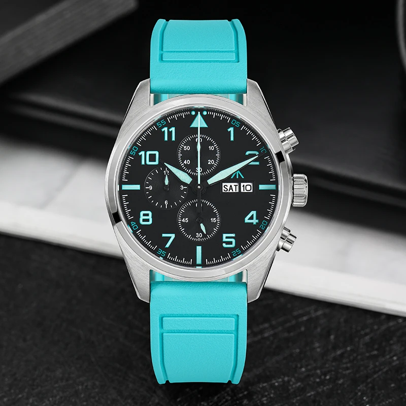 Militado Chronograph Watch ML04 Quartz Wristwatch BGW9 Luminous Clear AR Sapphire Crystal Stainless Steel 100M Men Field Watch