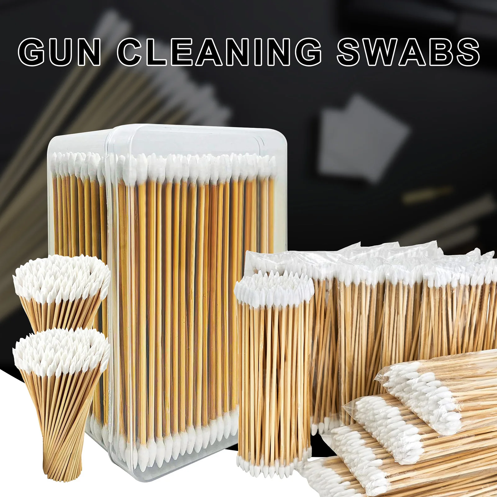 

Double Sided Cotton Swab 6 Inch Long Cotton Swabs for Gun Cleaning Electronic Cleaning Makeup Crafts with Bamboo Handle